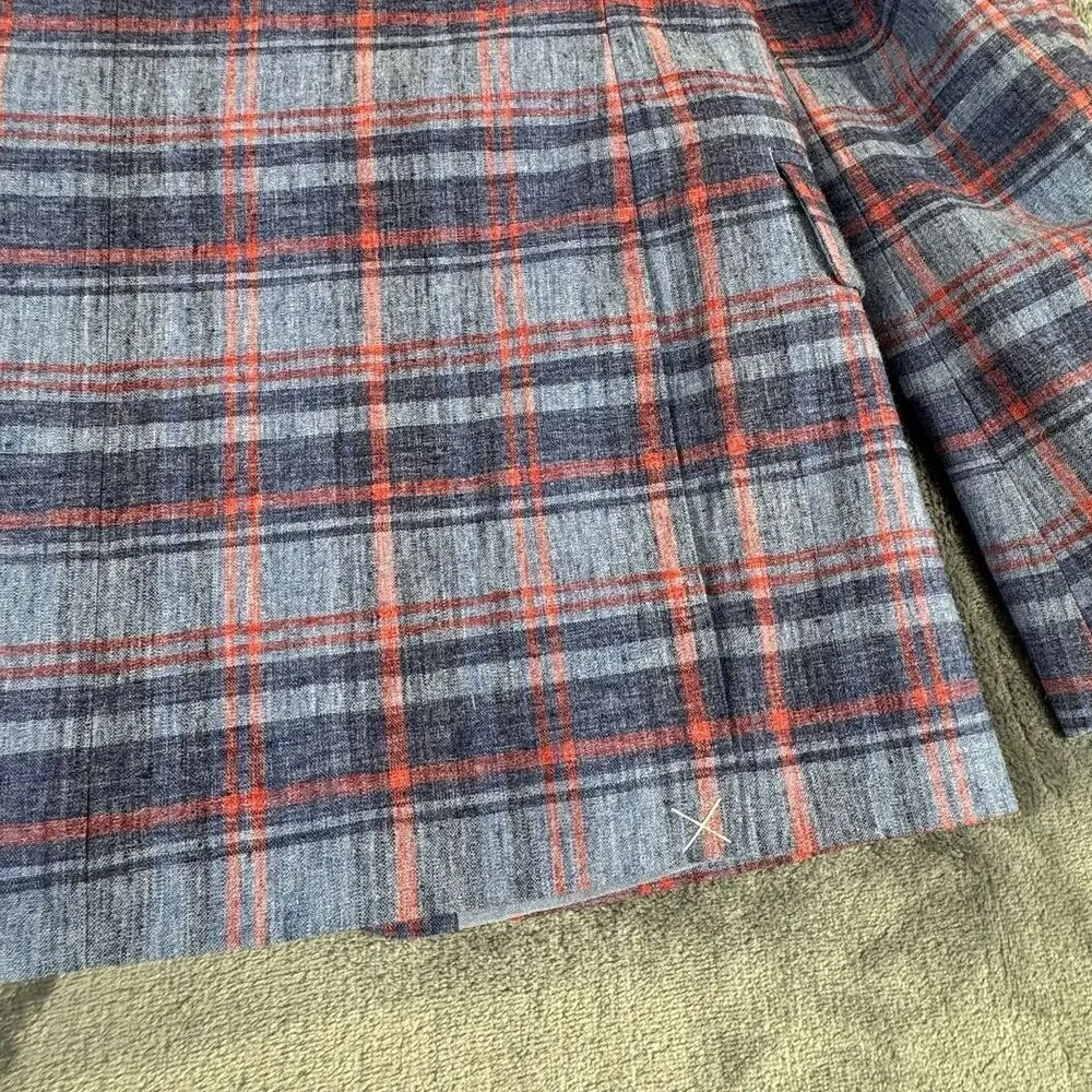LAUREN RALPH LAUREN Boy 14R Bloxbury Blue Red Plaid Sport Coat Blazer Linen Blen